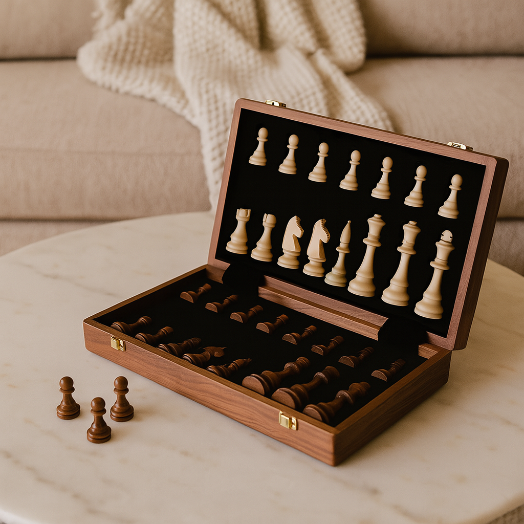 Schachspiel aus Holz – Klappbares Turnier-Schachbrett