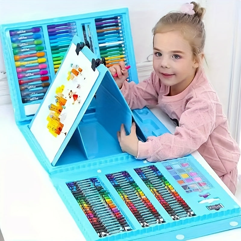 Kunstset 208-teilig mit Malkasten – Buntstifte, Marker und Wasserfarben