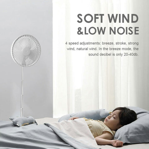 USB Teleskop-Ventilator – Faltbar, 180° einstellbar, 4 Stufen, 24 Std.