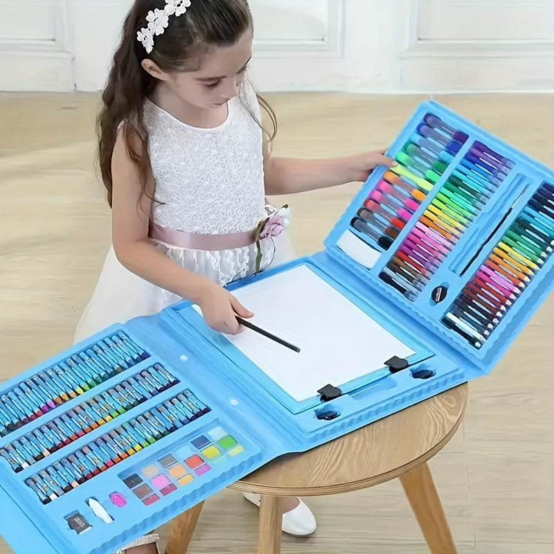Kunstset 208-teilig mit Malkasten – Buntstifte, Marker und Wasserfarben