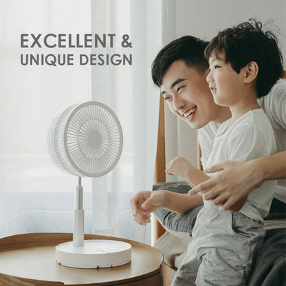 USB Teleskop-Ventilator – Faltbar, 180° einstellbar, 4 Stufen, 24 Std.