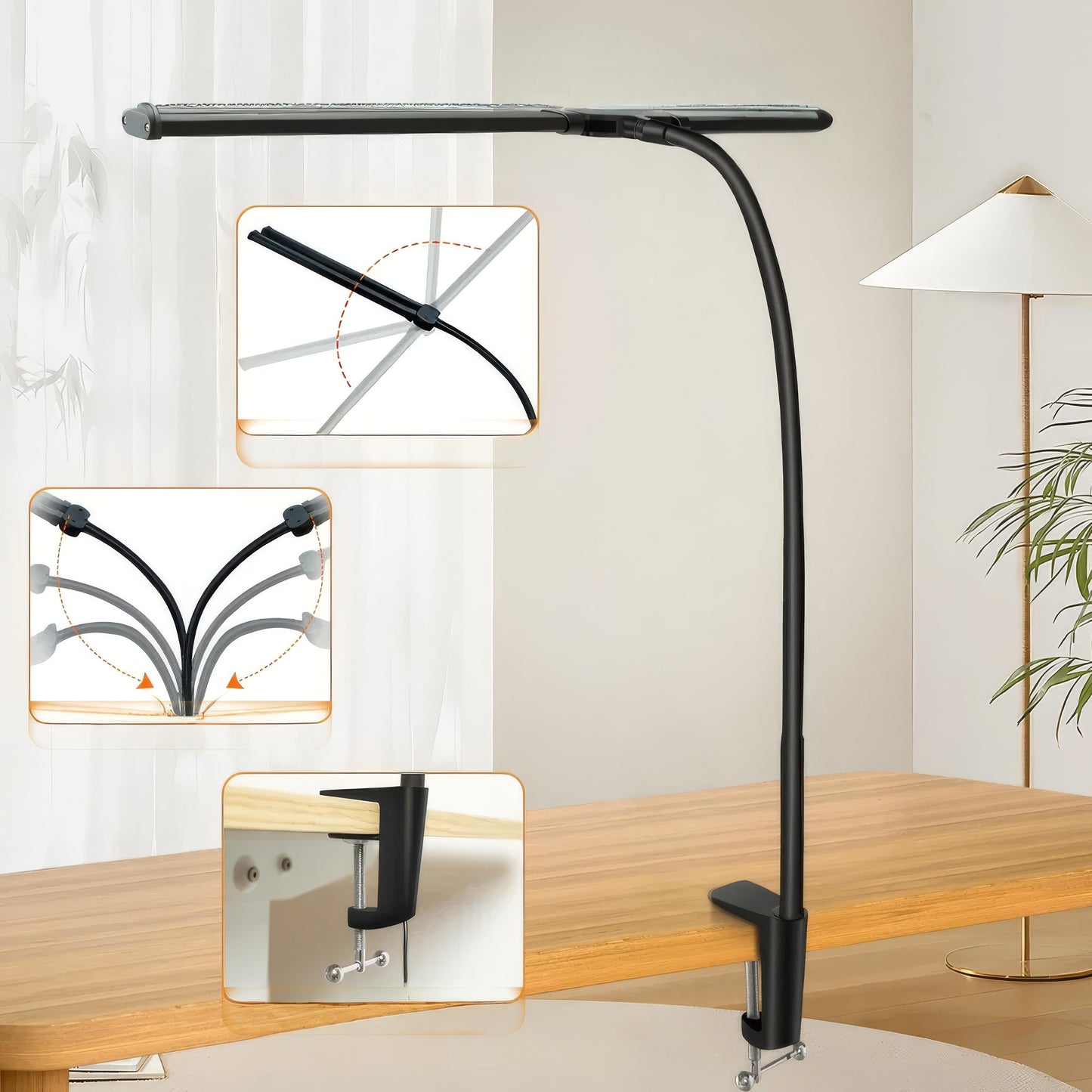 Norin - Dimmbare Doppelkopf-LED-Schreibtischlampe